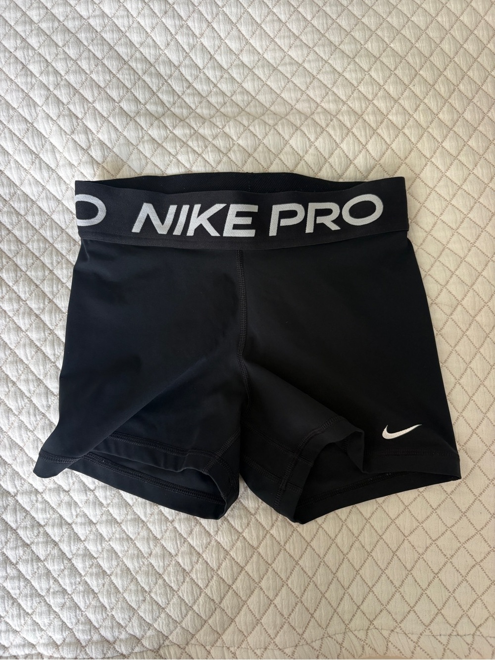 Nike Black Pro Compression Bike Shorts with White Logo